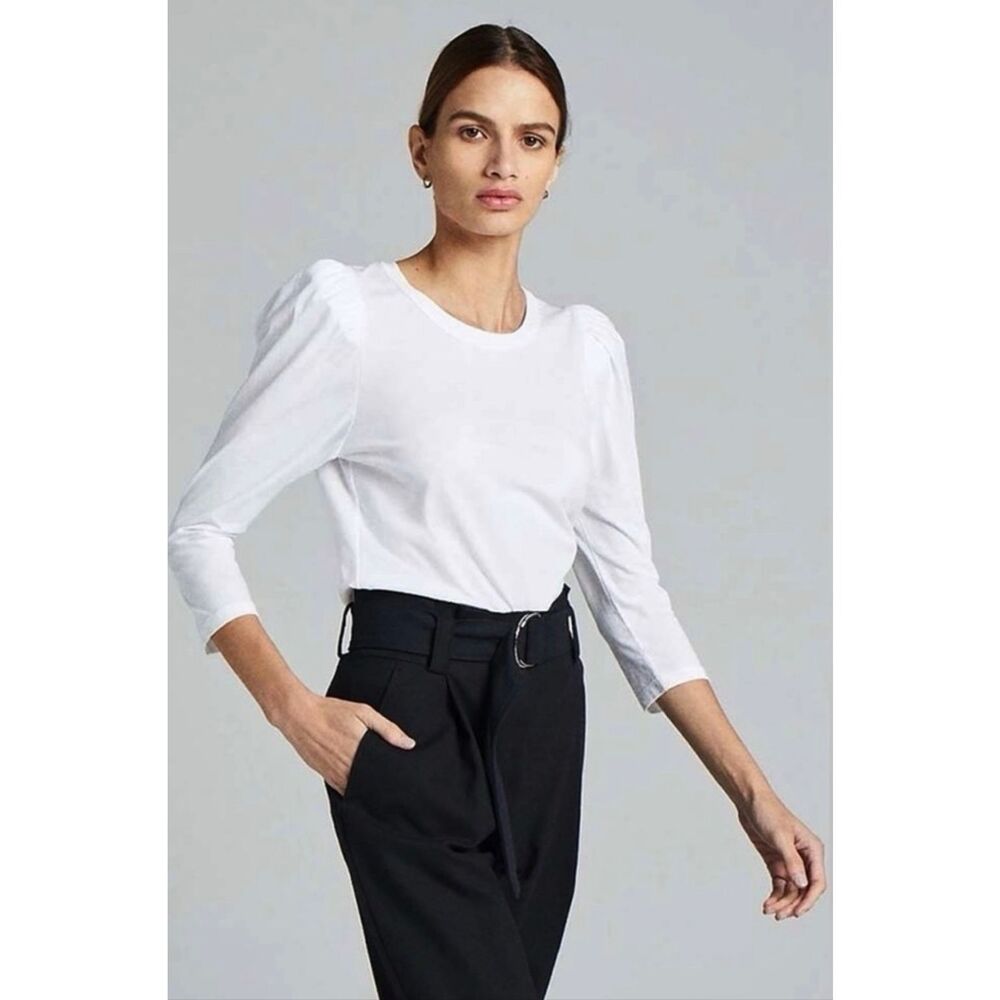 A.L.C. Karlie Tee Long Puff Sleeve Top White Size M - Picture 3 of 12
